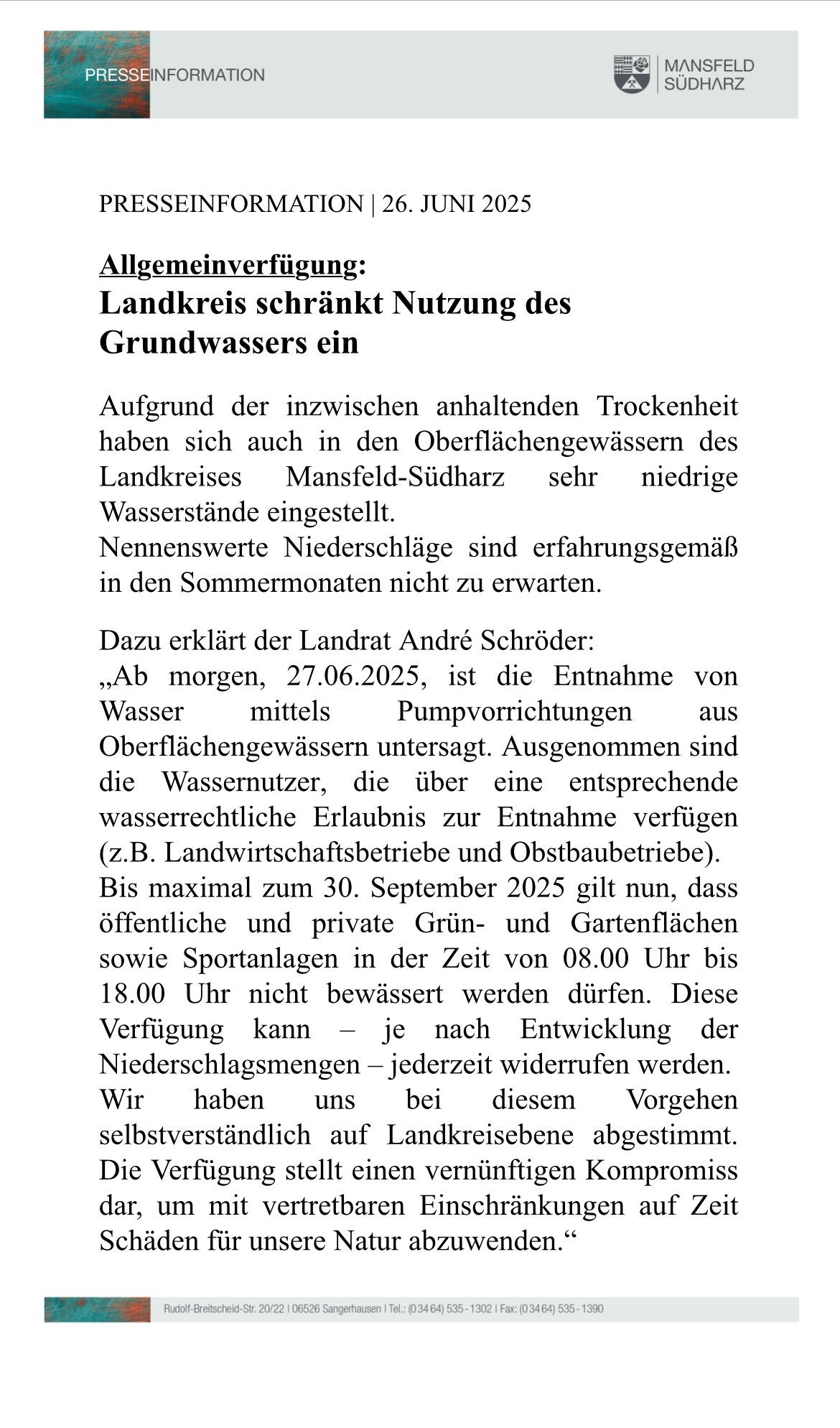Pressemitteilung 26.06.25